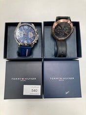 2 X TOMMY HILFIGER WATCH MODEL 320.1.14.2382 NAVY COLOUR AND MODEL 436.1.14.24.2144 (BROKEN STRAP) BLACK COLOUR - LOCATION 46B.