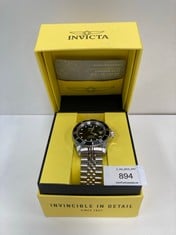 INVICTA SILVER AND BLACK WATER RESISTANT WATCH MODEL 29178 - LOCATION 6C.