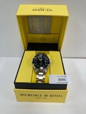 INVICTA SILVER AND BLACK WATER RESISTANT WATCH MODEL 8932 - LOCATION 6C.