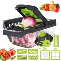 16 X VEGETABLE SLICER 9 IN 1 KITCHEN EQUIPMENT MULTI-PURPOSE KNIFE STAINLESS STEEL BLADE MULTI-PURPOSE VEGETABLE SLICER PERFECT FOR SLICING FRUITS AND VEGETABLES.