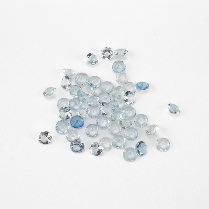 11.47ct Aquamarine Faceted Round-cut Parcel of Gemstones, 4.25mm