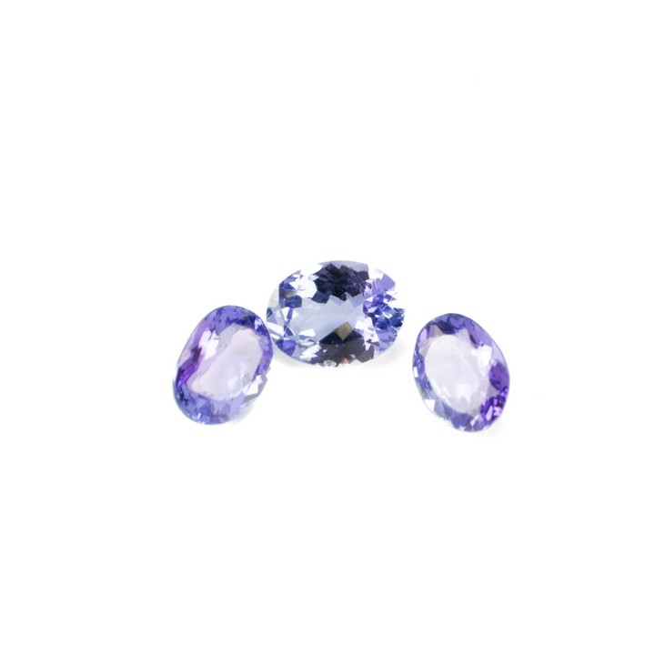 3.34ct Tanzanite Faceted Oval-cut Parcel of Three Gemstones, 8x6mm