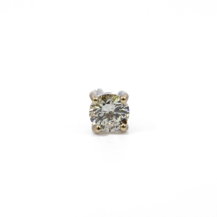 18K White 0.70ct Diamond Single Stud Earring, 0.8g. Colour K-L , Clarity SI3-I1 (No Butterfly) (VAT Only Payable on Buyers Premium)