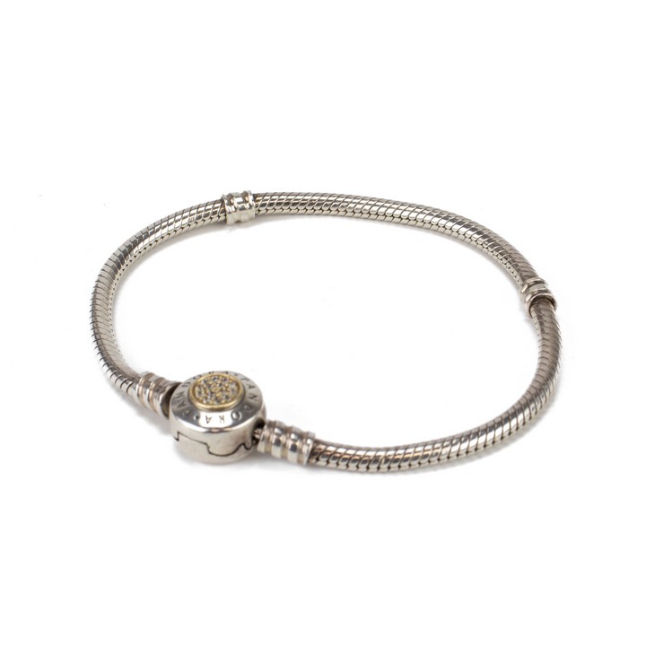 Pandora Silver Clear Stone Charm Bracelet 17cm, 13.7g (VAT Only Payable on Buyers Premium)