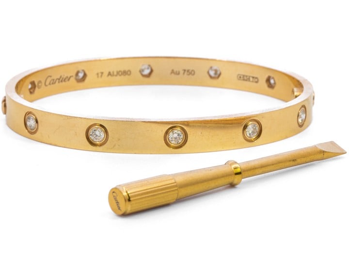 Cartier 18ct Diamond 'Love' Bangle, 16cm, 30.9g. With Box and Screwdriver.  Auction Guide: £3,000-£4,000 (VAT Only Payable on Buyers Premium)