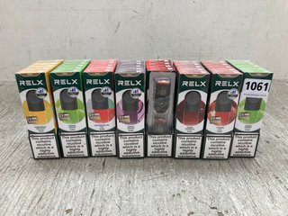 QTY OF ASSORTED VAPE PRODUCTS TO INCLUDE RELX PRO LYCHEE ICE DISPOSABLE VAPE (PLEASE NOTE: 18+YEARS ONLY. ID MAY BE REQUIRED): LOCATION - D12