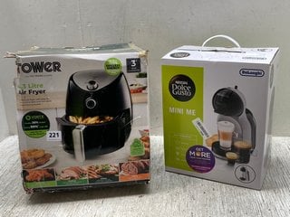 TOWER 4.3 LITRE AIR FRYER IN BLACK TO ALSO INCLUDE NESCAFE DOLCE GUSTO MINI ME COFFEE MACHINE IN BLACK: LOCATION - A8