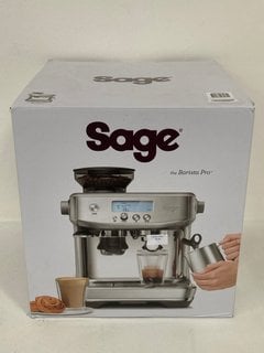 SAGE THE BARISTA PRO BEAN TO CUP COFFEE MACHINE IN BRUSHED STAINLESS STEEL - MODEL: SES878 BSS - RRP: £769.95: LOCATION - FRONT BOOTH