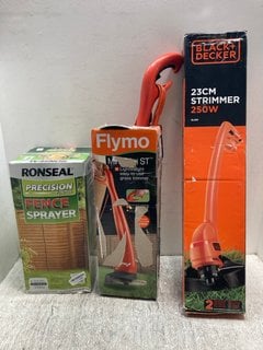 3 X ASSORTED OUTDOOR MAINTENANCE ITEMS TO INCLUDE RONSEAL PRECISION FINISH FENCE SPRAYER: LOCATION - A9