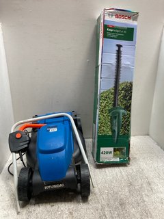 HYUNDAI HYME3200E ELECTRIC LAWNMOWER TO ALSO INCLUDE BOSCH EASY HEDGECUT 45 HEDGE TRIMMERS: LOCATION - A11