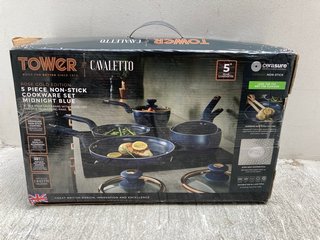 TOWER CAVALETTO ROSE GOLD EDITION 5 PIECE NON-STICK COOKWARE SET IN MIDNIGHT BLUE: LOCATION - A12