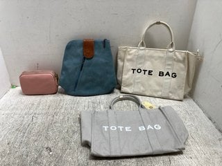QTY OF ASSORTED BAGS TO INCLUDE 2 X HOUSE OF MILANO HAND BAG IN BEIGE AND GREY RRP: £ 118.00: LOCATION - A14