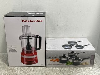 FORGED ALUMINIUM 3 PIECE NON-STICK PAN SET TO ALSO INCLUDE KITCHEN AID FOOD PROCESSOR: LOCATION - B13