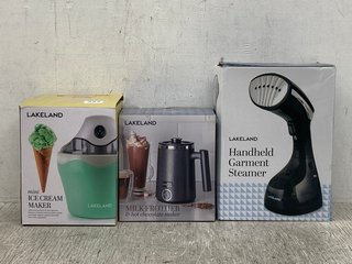 3 X ASSORTED KITCHEN APPLIANCES TO INCLUDE MINI ICE CREAM MAKER & MILK FROTHER & HOT CHOCOLATE MAKER: LOCATION - B13
