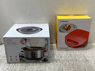 3.5 LITRE STAINLESS STEEL SLOW COOKER TO ALSO INCLUDE INDIVIDUAL PIE MAKER IN RED: LOCATION - B8