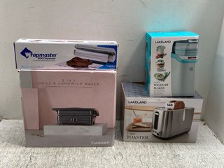 4 X ASSORTED KITCHEN ITEMS TO INCLUDE 2-IN-1 GRILL & SANDWICH MAKER & MULTI YOGHURT MAKER: LOCATION - B7