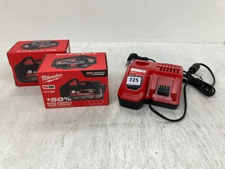 3 X ASSORTED MILWAUKEE ITEMS TO INCLUDE M18 HB8 HIGH OUTPUT BATTERY: LOCATION - C2