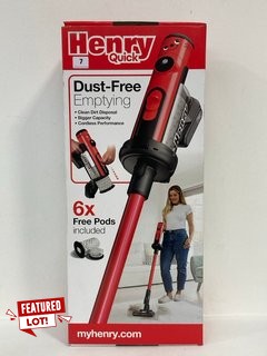 HENRY QUICK CORDLESS VACUUM IN RED - RRP: £299: LOCATION - FRONT BOOTH