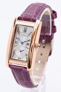 LADIES STOCKWELL WATCH. FEATURING A SILVER COLOURED TEXTURED DIAL WITH SUB DIAL MINUTE HAND. GOLD COLOURED CASE. PURPLE LEATHER STRAP: LOCATION - E7