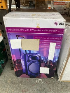 QTX PORTABLE PA UNIT WITH 15" SPEAKER AND BLUETOOTH QR15PABT - RRP: £325: LOCATION - C13