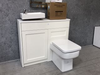 (COLLECTION ONLY) ROPER RHODES HALCYON LH COMBINATION UNIT IN WHITE 1000 X 280MM WITH STH CERAMIC COUNTER TOP BASIN WITH MONO BASIN MIXER TAP & CHROME SPRUNG WASTE, BTW PAN, SEAT & CONCEALED CISTERN