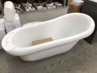 1550 X 750MM TRADITIONAL ROLL TOPPED SINGLE ENDED SLIPPER STYLE BATH WITH SET OF CHROME CLAW & BALL FEET - RRP £1009 (REPAIRABLE MINOR DAMAGE TO OUTER TOP EDGE): LOCATION - C1