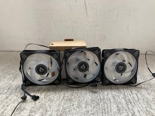 3 X ARCTIC P12 PWM PST A-RGB FANS WITH CABLE SPLITTERS - RRP £102: LOCATION - WH7