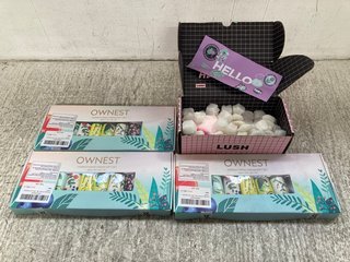 3 X OWNEST HAND CREAM GIFT SETS IN VARIOUS SCENTS TO ALSO INCLUDE BOX OF LUSH BATH BOMB DUOS: LOCATION - WH9