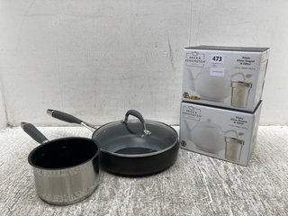 4 X ASSORTED KITCHEN ITEMS TO INCLUDE HARD ANODIZED BELL SHAPED SAUTE PAN: LOCATION - G1