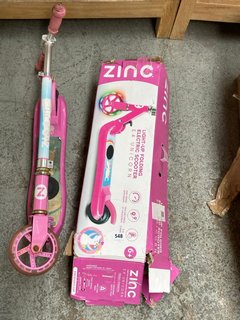 (COLLECTION ONLY) 2 X ZINC E4 LIGHT-UP UNICORN ELECTRIC SCOOTERS IN PINK - COMBINED RRP £240: LOCATION - A2