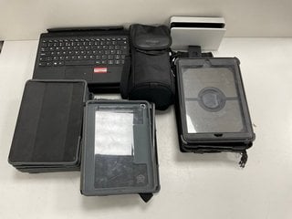 BOX OF ASSORTED TO INCLUDE LENOVO KEYBOARD, IPAD CASES, NINTENDO SWITCH DOCK, NIKON BAG AND OTHERS MIXED ITEMS [JPTM117141]