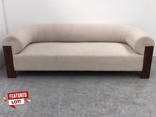 ELDON LARGE 3 SEATER SOFA IN IVORY BOUCLE AND WALNUT - RRP £3795: LOCATION - D3