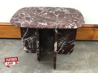 (COLLECTION ONLY) FAWSLEY SIDE TABLE IN ROSSO LEVANTO MARBLE - RRP £1295: LOCATION - D7