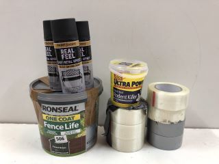 QTY OF ASSORTED ITEMS INC RONSEAL ONE COAT FENCE LIFE