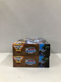 2 X MONSTER JAM MINI MEGALODON RACE & CHOMP PLAYSET