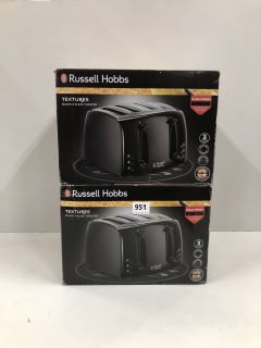 2 X RUSSELL HOBBS TEXTURES BLACK 4 SLICE TOASTER