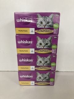 FOUR BOXES OF WHISKAS POULTRY FEASTS 11+ CAT FOOD EXPIRY: 05/03/2026
