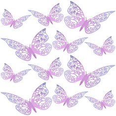 35 X 24 PCS 3D BUTTERFLY WALL STICKERS, WALL BUTTERFLIES GIRLS BEDROOM ACCESSORIES, BUTTERFLY CAKE DECORATIONS, COLOURFUL  - TOTAL RRP £134: LOCATION - B RACK