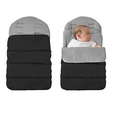 32 X FOOTMUFF,UNIVERSAL BABY STROLLER FOOTMUFF WITH TWO WAY ZIP COTTON THICKENING STROLLER PAD BABY STROLLER FOOT WARMERS WATERPROOF & WINDPROOF PRAM FOOTMUFF FOR MOST PUSHCHAIRS STROLLERS , GREY  -