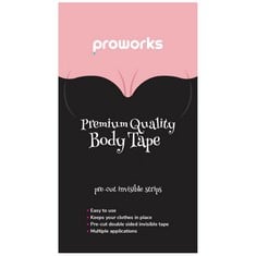 QUANTITY OF PROWORKS FASHION TAPE | DOUBLE SIDED BODY TAPE & CLOTHING TAPE | CLEAR & SELF ADHESIVE DOUBLE SIDED DRESS TAPE FOR SENSITIVE SKIN & ALL FABRIC, DRESS, CLOTHING & BRA TYPES - PACK OF 100 -