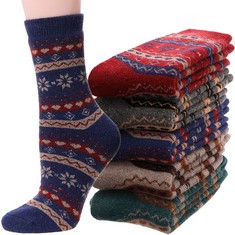 8 X ANTSANG WOMEN'S MERINO WOOL SOCKS WALKING WARM WINTER THICK COSY BOOT THERMAL HIKING CREW WORK SOCKS 5 PAIRS, SOLID COLOUR A  - TOTAL RRP £100: LOCATION - C RACK