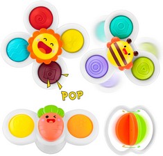 QUANTITY  OF ASSORTED ITEMS TO INCLUDE PROACC SUCTION CUP SPINNER TOYS, BABY BATH TOYS WITH SUCTION CUP SILICONE FLIPPING BOARD, BABY SENSORY SPINNER TOY RELEASE ANXIETY TRAVEL TOYS, FOR TODDLER BOY