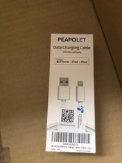 QUANTITY OF PEAPOLET DATA CHARGING CABLE USB A TO LIGHTNING FOR IPHONE RRP £420: LOCATION - C RACK