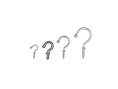 QUANTITY OF LAMP BY SUGATSUNE TL-20 SHOULDERED DRESSER CUP WIRE HOOKS WITH BALL END 304 STAINLESS STEEL SCREW IN C SHAPE – 22.8MM , MAX LOAD 5KG  X5 PIECES - TOTAL RRP £181: LOCATION - D RACK