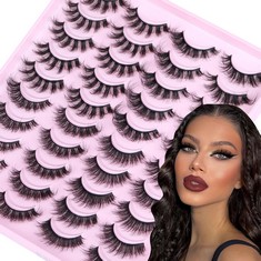 QUANTITY  OF ASSORTED ITEMS TO INCLUDE WTVANE LASHES NATURAL WISPY EYELASHES 20 PAIRS FALSE EYELASHES FLUFFY 5D RUSSIAN STRIP LASHES D CURL FAKE LASHES 4 STYLES EYELASHES: LOCATION - E RACK