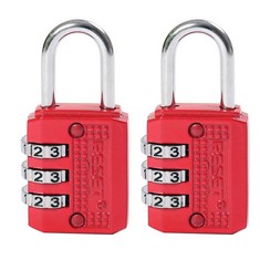 40 X RESET-071 3-DIGIT COMBINATION PADLOCK, COMPACT RESETTABLE LOCK FOR MINI LOCKER, TRAVEL LOCK, DIARY, LUGGAGE, SUITCASE, BACKPACK, RED, 2-PACK - TOTAL RRP £183: LOCATION - A RACK