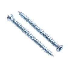 8 X CONCRETE FRAME SCREWS WITH TORX-DRIVE TX30 HEAD AND SELF TAPPING THREAD OF HARDENED STEEL ZINC PLATED , PACK OF 100  SIZE 7.5MM X 72 MM - TOTAL RRP £154: LOCATION - A RACK