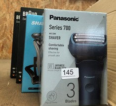 QUANTITY OF ITEMS TO INCLUDE PANASONIC ES-ALT4B 3-BLADE WET AND DRY ELECTRIC SHAVER FOR MEN, RECHARGEABLE, SKIN COMFORT SENSOR, MULTI-FLEX 12D HEAD - MINIMIZE THE 5 O’CLOCK SHADOW: LOCATION - A RACK