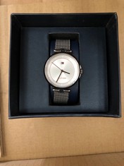 TOMMY HILFIGER LADIES WATCH WHITE FACE WITH STAINLESS STEEL STRAP: LOCATION - A RACK