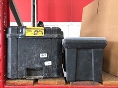 DEWALT TOOLBOX AND BLACK TOOLBOX WITH NAIL STORAGE COMPARTMENT : LOCATION - A RACK(COLLECTION OR OPTIONAL DELIVERY AVAILABLE)